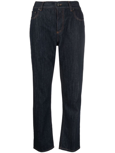Shop Missoni Chevron-detail Tapered Jeans In Blau