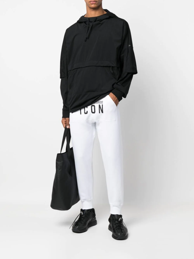 Dsquared2 Print Icon Logo Cotton Jersey Sweatpants In Weiss