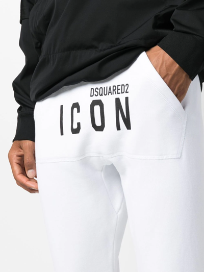 Dsquared2 Print Icon Logo Cotton Jersey Sweatpants In Weiss