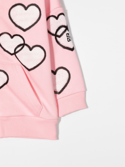 Shop Givenchy Heart-print Zip-up Hoodie In Rosa