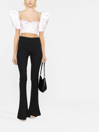 Shop Area Crystal-embellished Cropped Blouse In Rosa