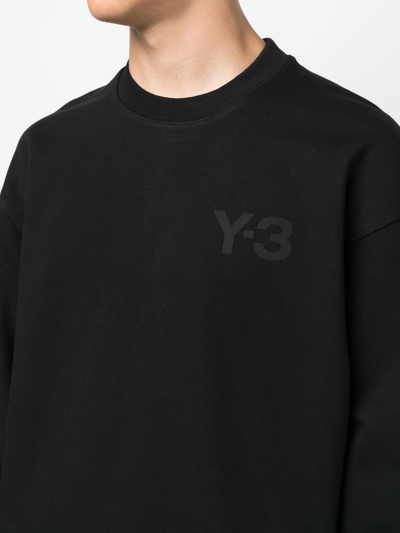 Shop Y-3 Logo-print Crew-neck Sweatshirt In Black