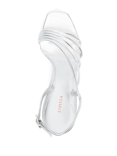 Shop Le Silla 150mm Metallic Platform Sandals In Grau