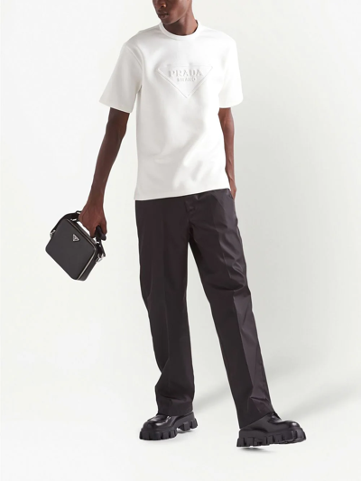 Shop Prada 3d Logo Cotton-blend T-shirt In Weiss
