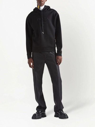 Prada Black Hoodie With Logo On The Front In Nero | ModeSens