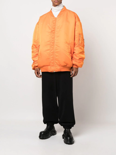 Shop Vetements Long-sleeve Zip-up Bomber Jacket In Orange