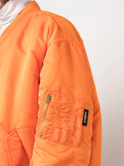 Shop Vetements Long-sleeve Zip-up Bomber Jacket In Orange