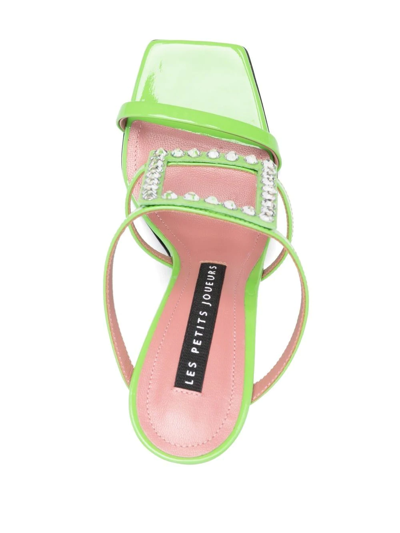 Shop Les Petits Joueurs 105mm Gem-embellished Heeled Sandals In Grün