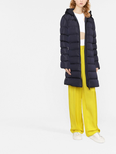 Shop Moncler Hooded Puffer Coat In Blau