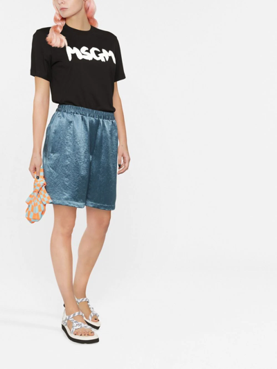 Shop Msgm Logo-print Cotton T-shirt In Schwarz