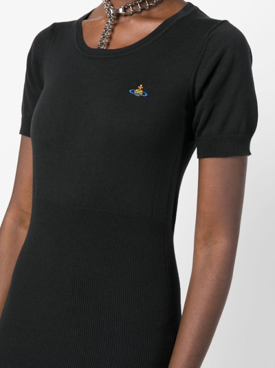 Shop Vivienne Westwood Orb-logo Knitted Midi Dress In Schwarz
