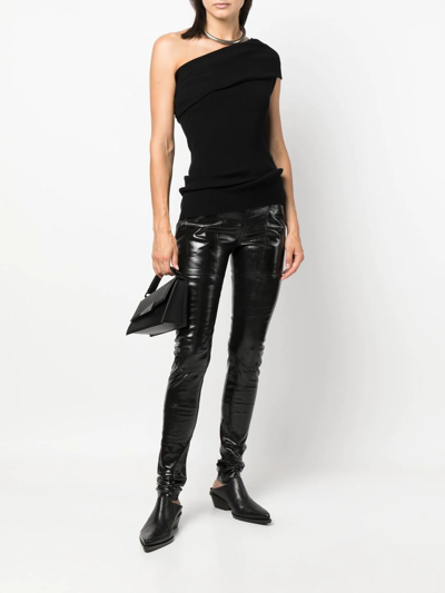 Shop Rick Owens Mid-rise Faux-leather Trousers In Schwarz