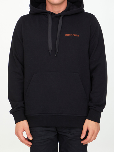 Shop Burberry Black Hoodie With Logo