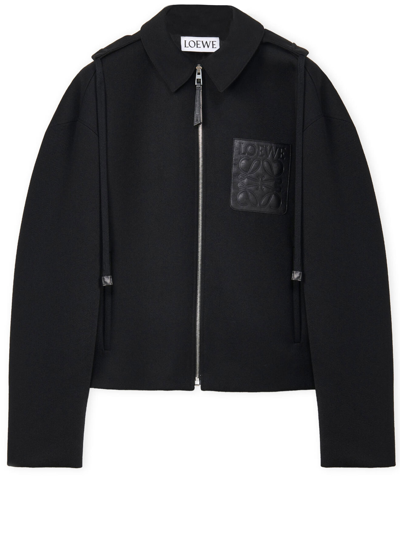 Shop Loewe Zipped Anagram Jacket In Black