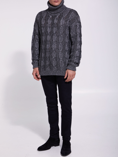 Shop Saint Laurent Viscose Turtleneck Sweater In Black