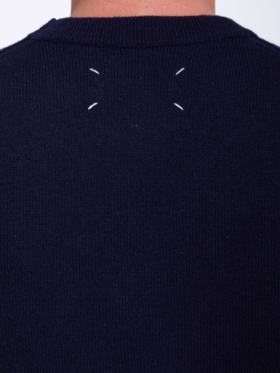 Shop Maison Margiela Blue Cashmere Sweater