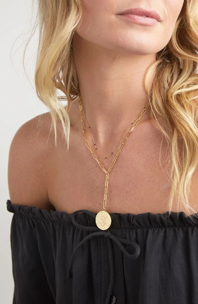 Shop Gorjana Ana Coin Y-necklace In Gold