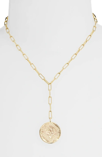 Shop Gorjana Ana Coin Y-necklace In Gold