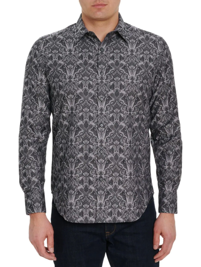 Shop Robert Graham Men's Highland Woven Shirt In Grey