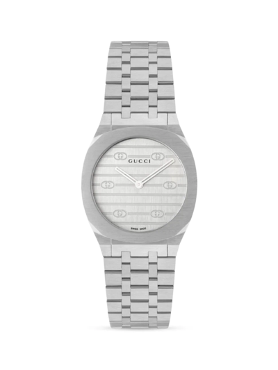 Gucci Logo-embossed Stainless Steel Bracelet Watch In Silver | ModeSens