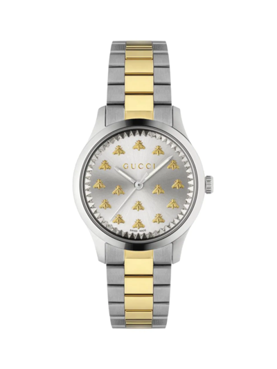 Shop Gucci Women's G Timeless Multibee 18k Yellow Gold & Stainless Steel Bracelet Watch In Two Tone