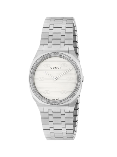 Shop Gucci Women's Logo-embossed Stainless Steel & Diamond Bracelet Watch