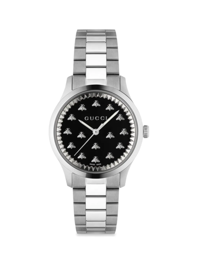 Shop Gucci Women's G Timeless Multibee Black Stainless Steel Bracelet Watch