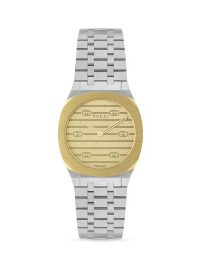 Shop Gucci Women's Logo-embossed 18k Yellow Gold & Stainless Steel Bracelet Watch