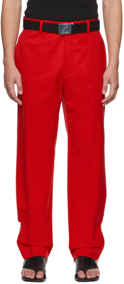 Shop Lu'u Dan Red Straight Leg Trousers