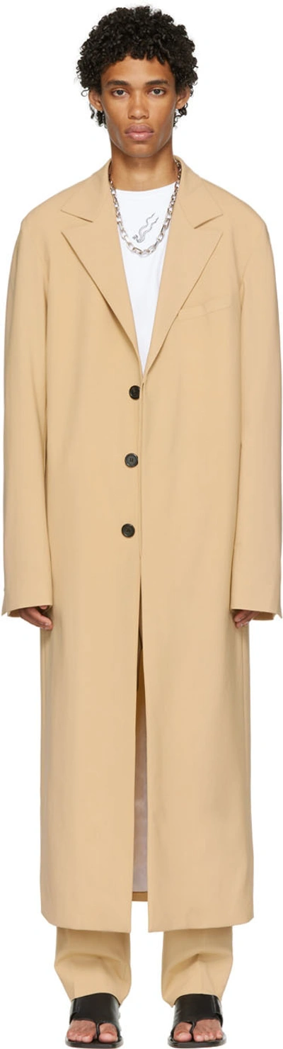 Lu'u Dan Beige Straight Slim Coat In Beige