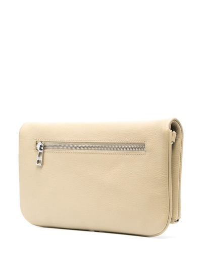 Zadig & Voltaire Rock Logo-plaque Leather Clutch In Nude