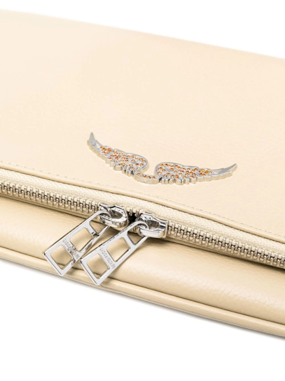 Zadig & Voltaire Rock Logo-plaque Leather Clutch In Nude