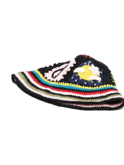 Shop Alanui Crochet-pattern Bucket Hat In Schwarz