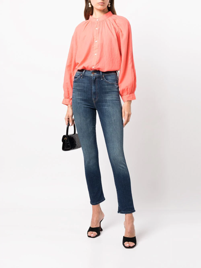 Shop Mother High-waisted Skinny Jeans In Blau