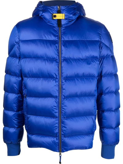 Shop Parajumpers Hooded Feather-down Jacket In Blau