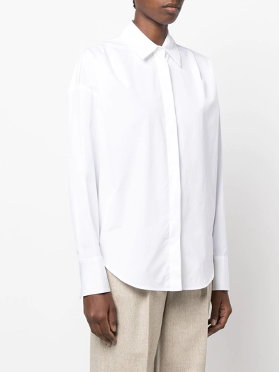 Shop Lorena Antoniazzi Classic Long-sleeve Cotton Shirt In Weiss