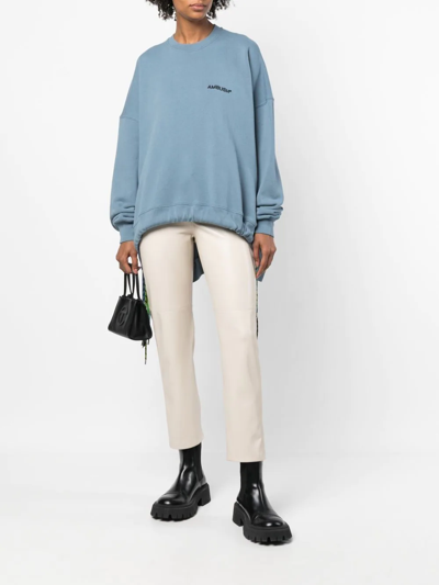 Ambush Cord-detail Crew-neck Sweatshirt In Blau