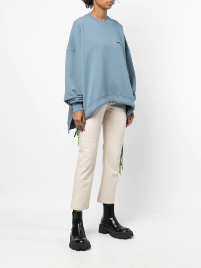Ambush Cord-detail Crew-neck Sweatshirt In Blau