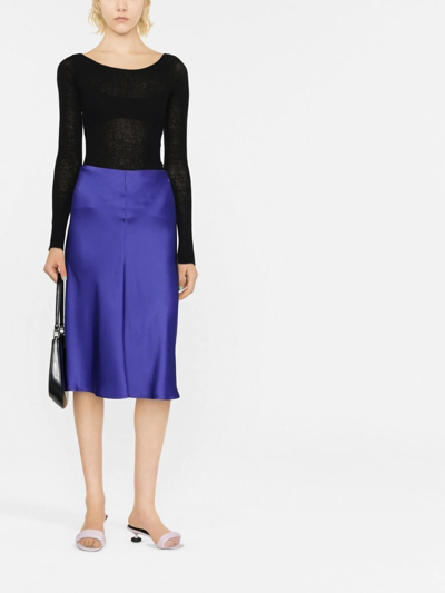 Stella Mccartney Flared High-waist Satin Midi Skirt In Violett