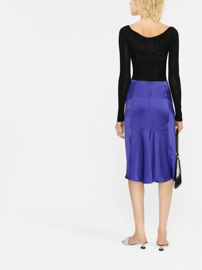 Stella Mccartney Flared High-waist Satin Midi Skirt In Violett