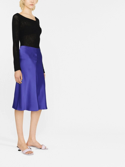 Stella Mccartney Flared High-waist Satin Midi Skirt In Violett