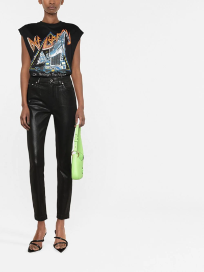 Shop Dolce & Gabbana High-waisted Coated Jeans In Black