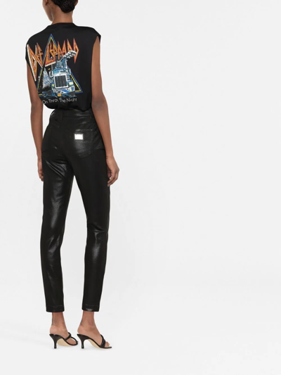Shop Dolce & Gabbana High-waisted Coated Jeans In Black