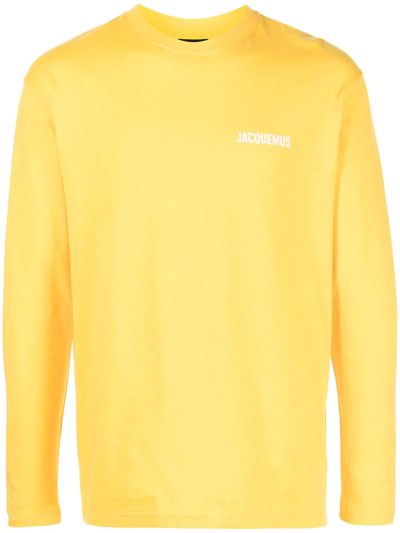 Shop Jacquemus Logo-print Long-sleeve T-shirt In Gelb
