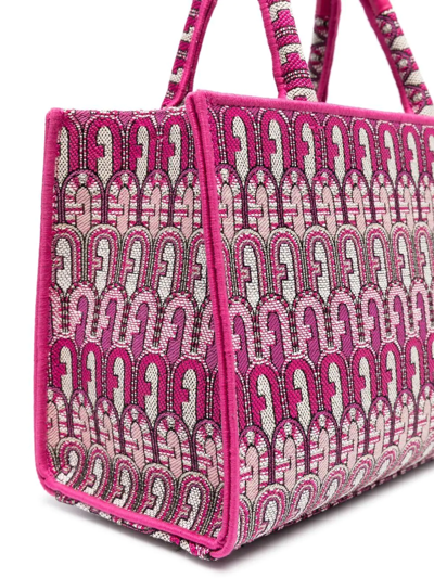 Shop Furla Monogram-jacquard Tote Bag In Rosa