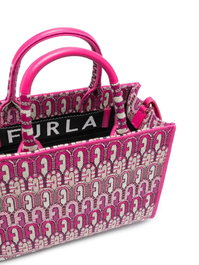 Shop Furla Monogram-jacquard Tote Bag In Rosa