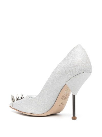 Shop Alexander Mcqueen 110mm Stud-detail Pumps In Silber