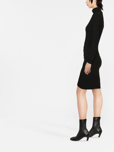 Shop Paco Rabanne Long-sleeve Asymmetric-hem Mini Dress In Schwarz