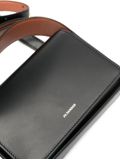 Jil Sander Logo-detail Leather Satchel Bag In Schwarz