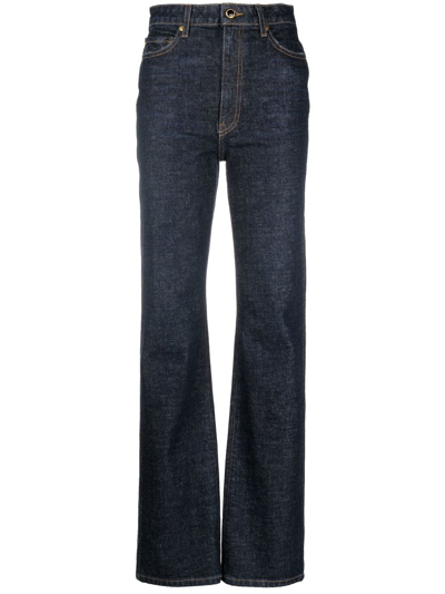 Shop Khaite High-waisted Straight-leg Jeans In Blau